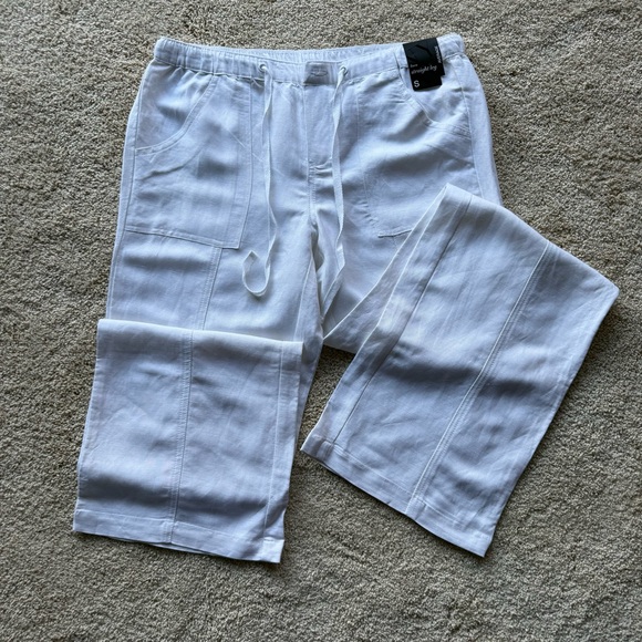 New York & Company Pants - NY & Co White Linen Blend Straight Leg Pants NWT Size S
